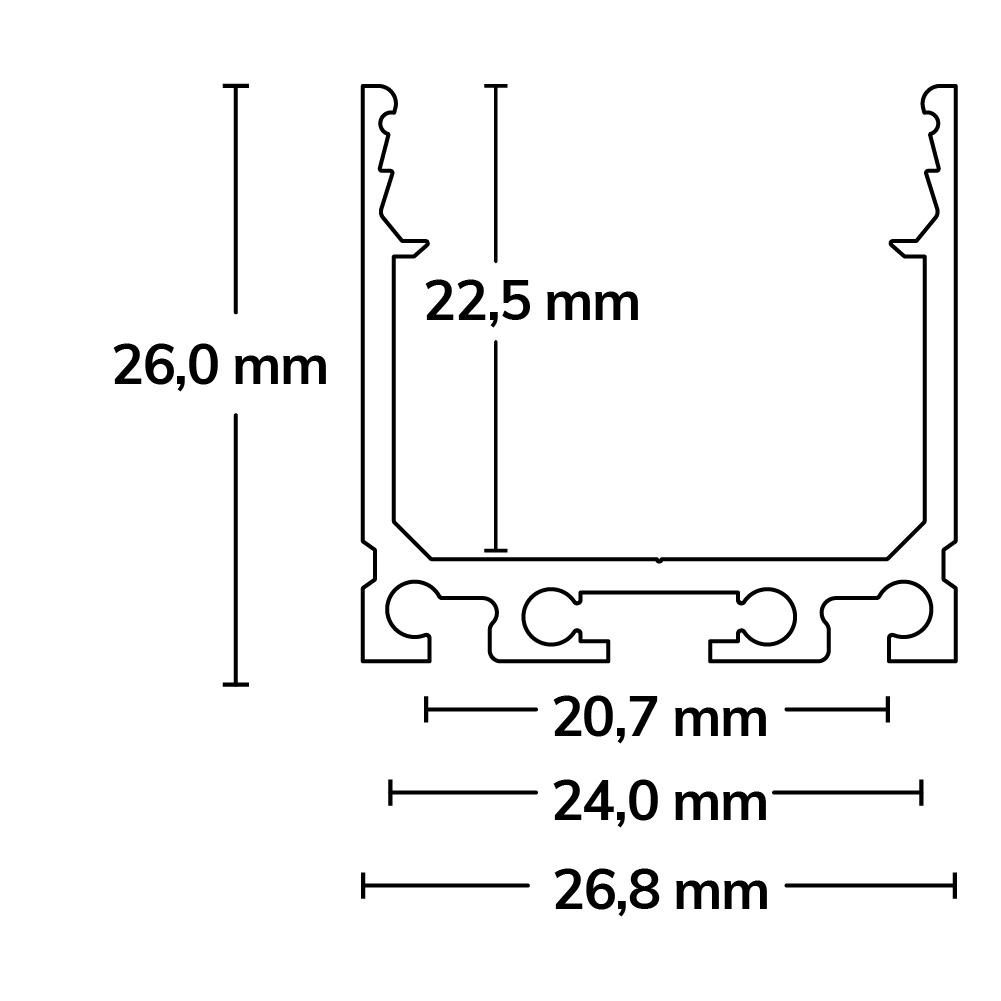 ISOLED LED Aufbauprofil SURF24 Aluminium schwarz pulverbeschichtet RAL 9005 200cm