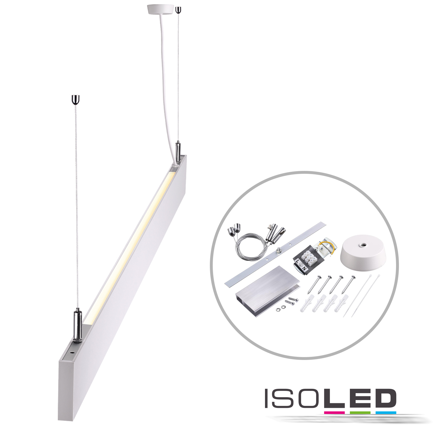 ISOLED LED Hängeleuchte Linear Up&Down 1200 40W prismatisch linear- u. 90° verbindbar weiß neutralwe