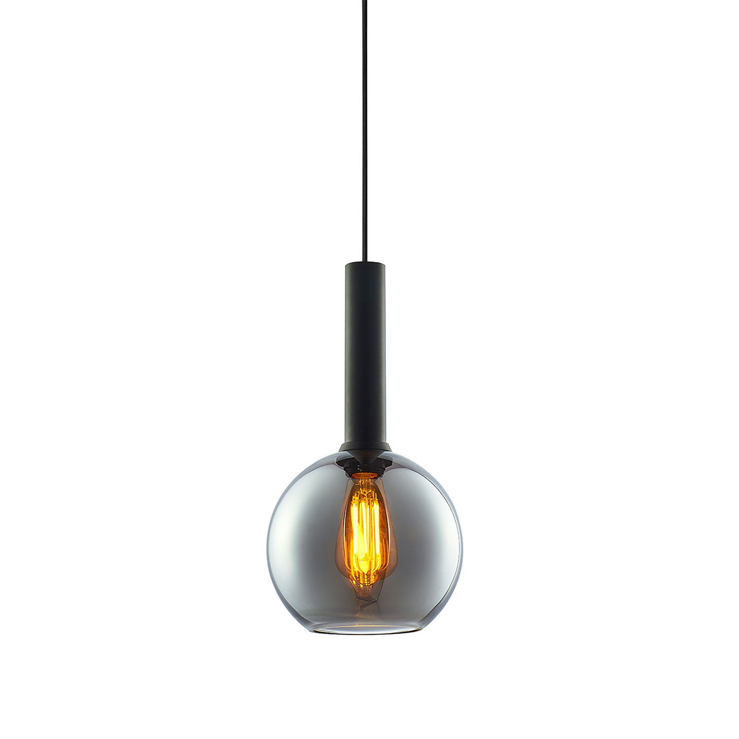 ISOLED Pendelleuchte black round Glas E27 20cm 50-300cm exkl. Leuchtmittel exkl. Baldachin