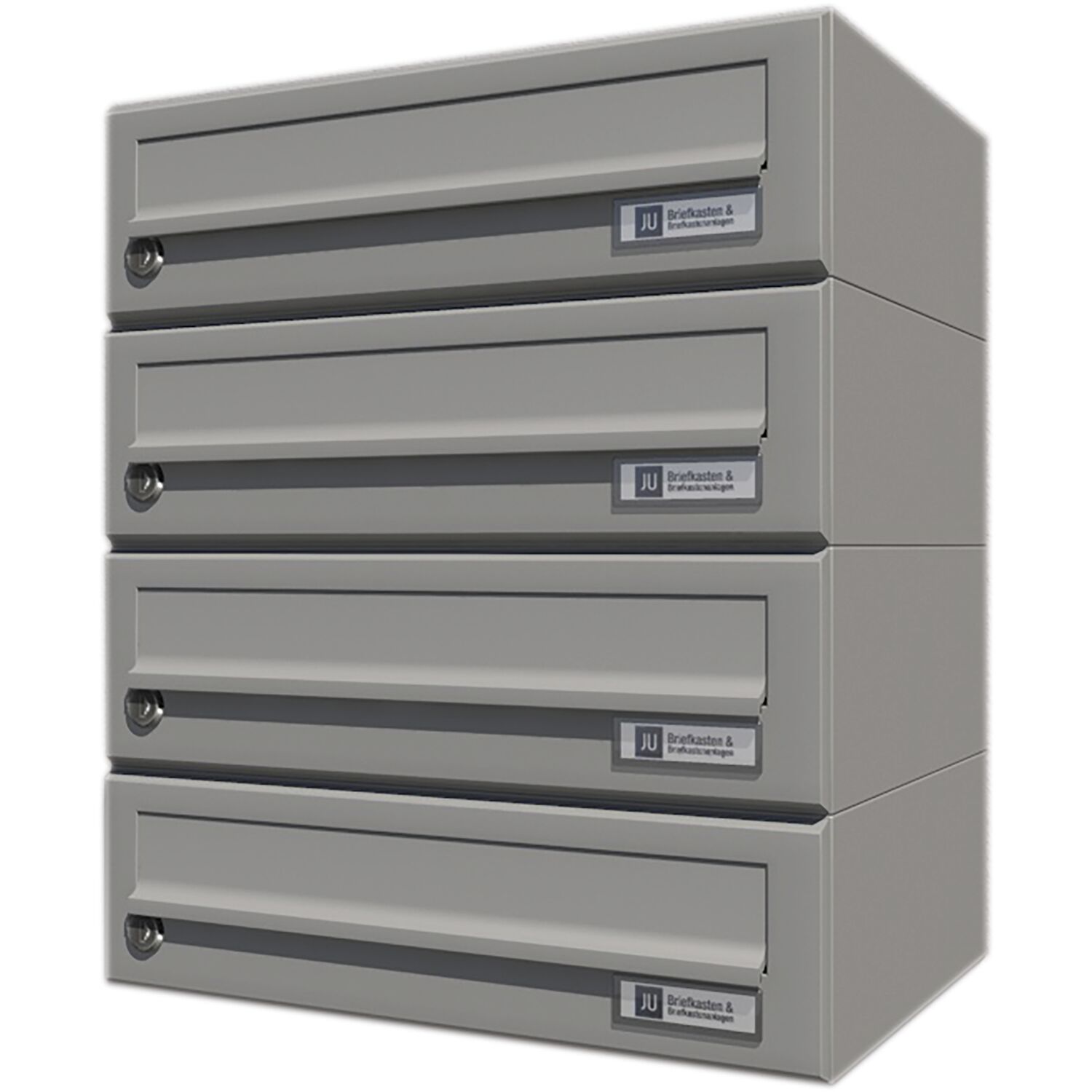 JU Hausbrieffachanlage 4-teilig, 375 x 440 x 280 mm, Stahl grau RAL 9007