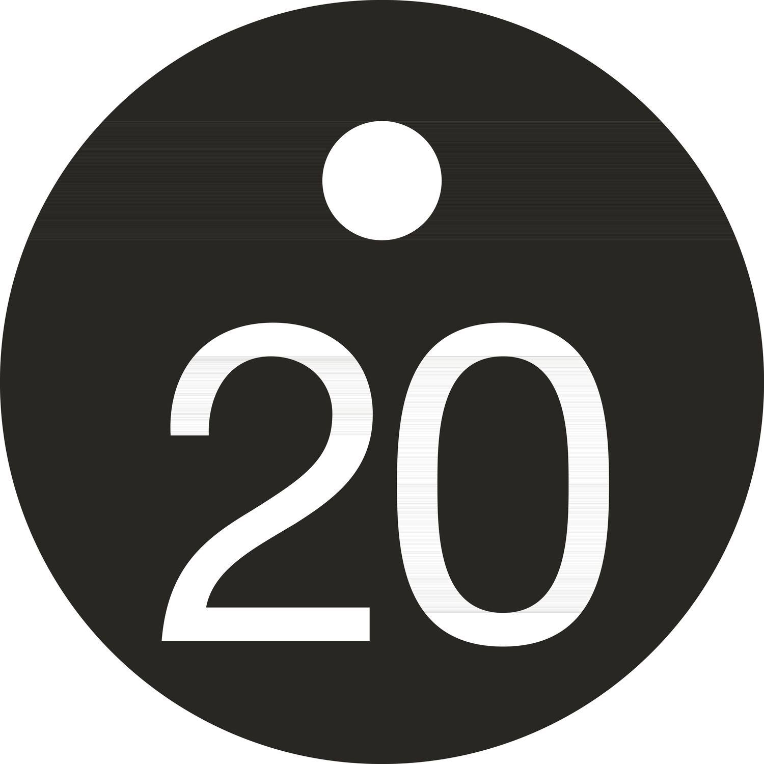 Schlüsselnummer - ø 25, Nummer 20, Aluminium schwarz eloxiert