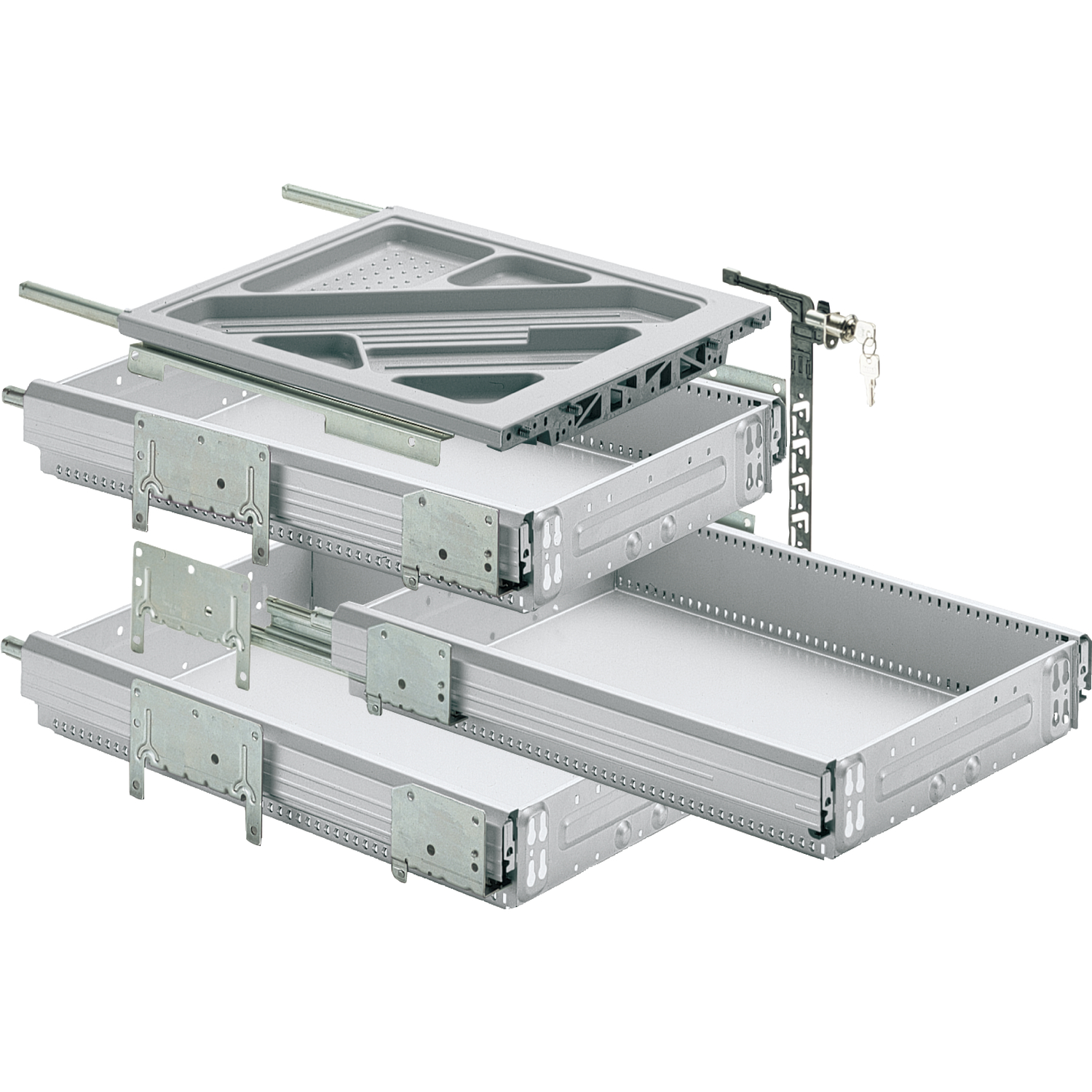HETTICH Systema Top 2000 Container-Set Sil Sys, Vollauszug, ET 530, alu
