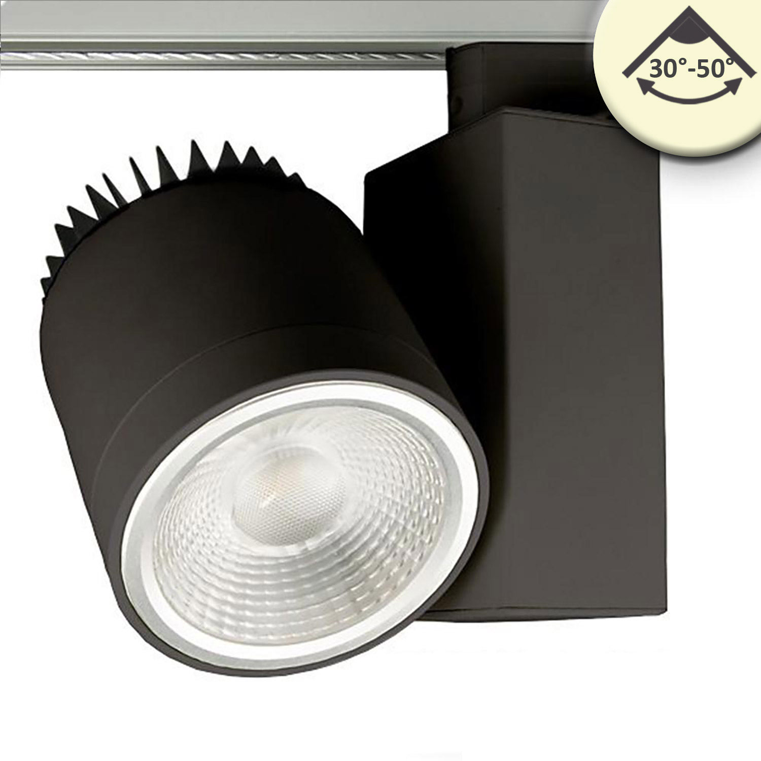 ISOLED 3-Phasen Schienen-Strahler fokussierbar 30W 30°-50° schwarz matt 3000K dimmbar