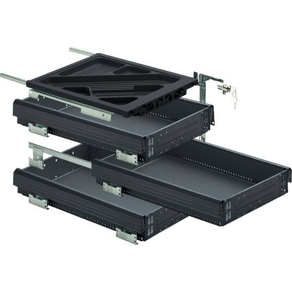 HETTICH Systema Top 2000 Container-Set Silent System, Teilauszug, ET 730mm,schw.