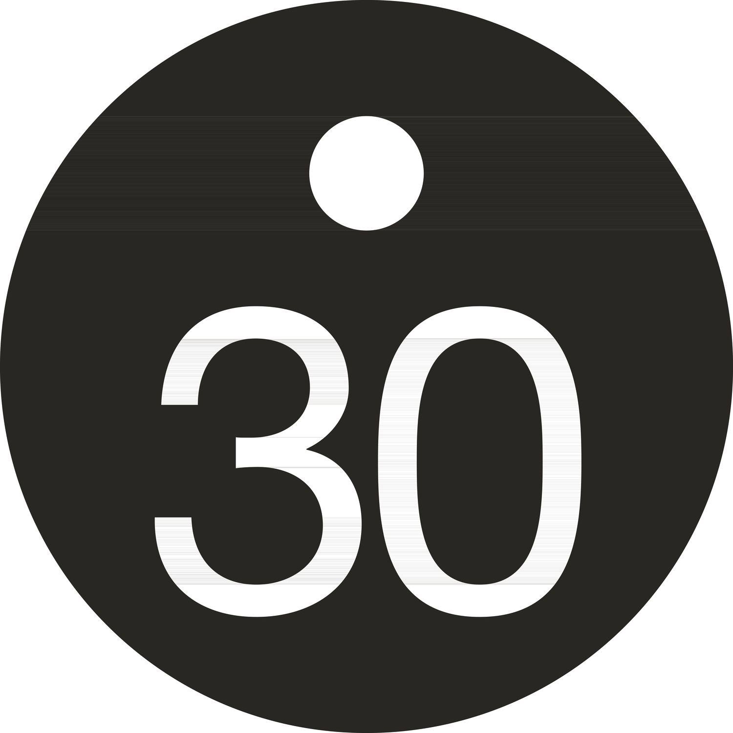 Schlüsselnummer - ø 25, Nummer 30, Aluminium schwarz eloxiert