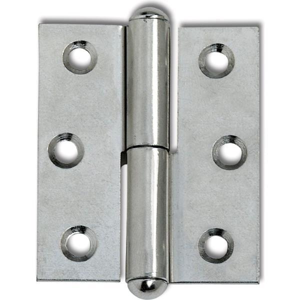 Möbelband gerade - Halbrundkopf links, 50x40 mm, Stahl vernickelt