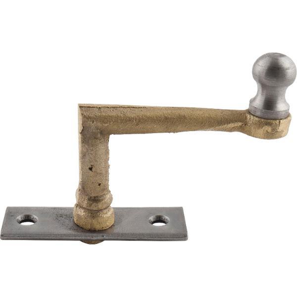 Fensterreiber m. Eisenknopf auf eckiger Platte, 30 mm, Messingguss schwarz