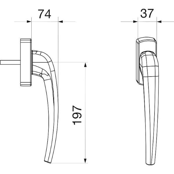 Maco #455774 SKB-Z Drehgriff innen Vierkant 8x40mm Aluminium silber eloxiert