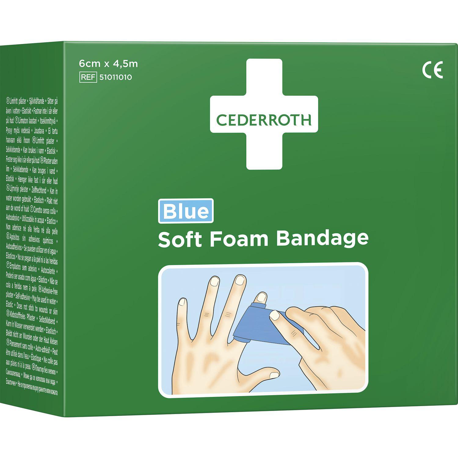 Cederroth Soft Foam Bandage Rolle Farbe blau Länge 450 cm Breite 6 cm