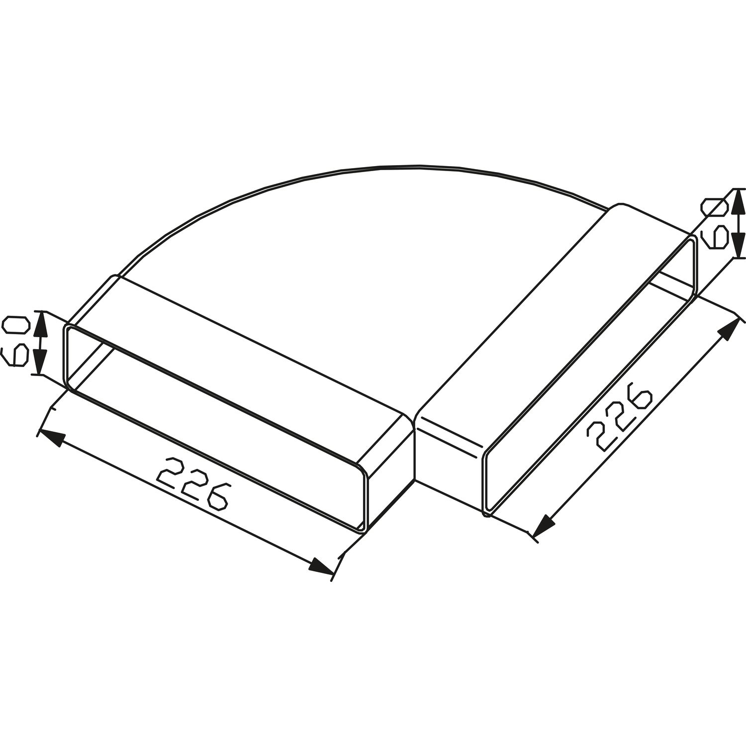 Faber Flachkanal Bogen 90° horizontal 226 x 60 mm Faber Flachkanal Bogen 90° horizontal 226 x 60 mm