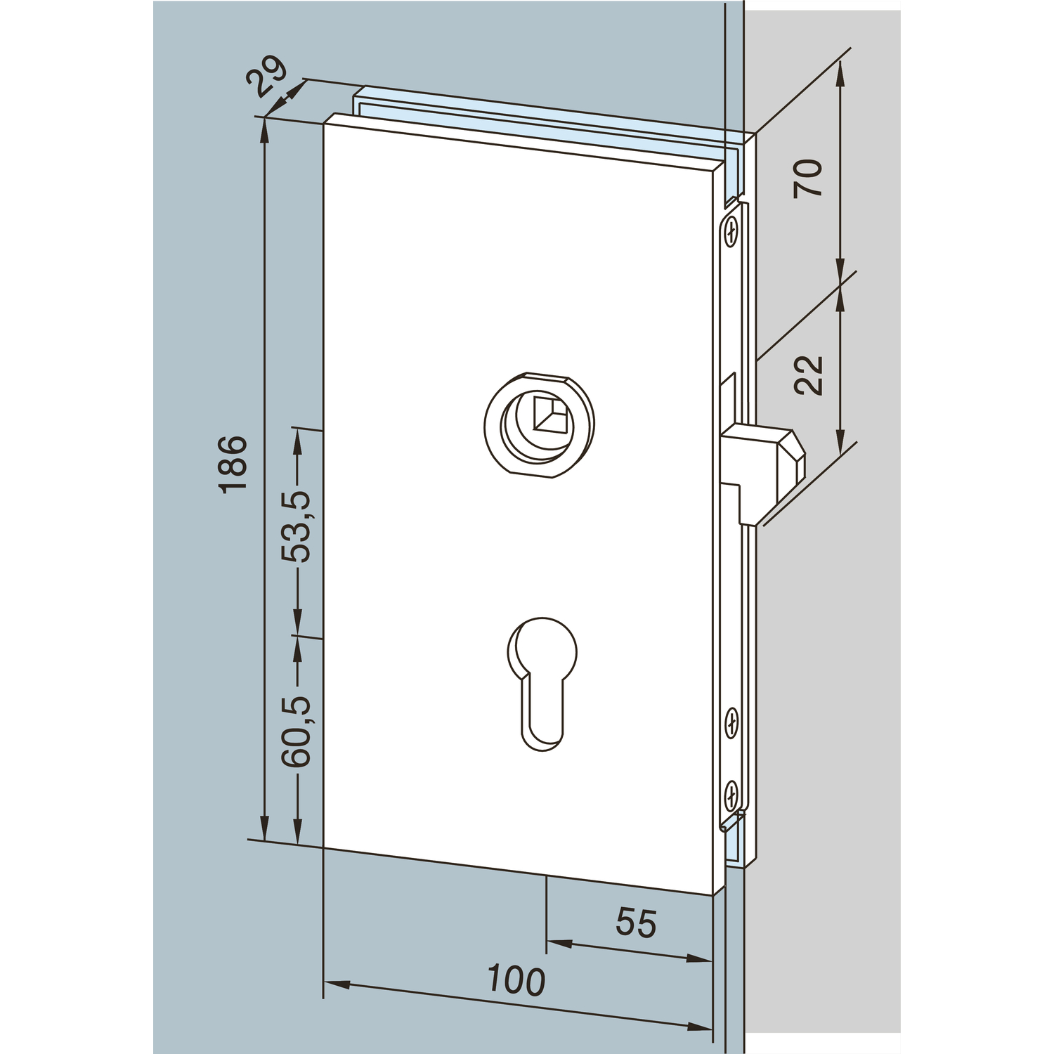DORMA-Glas DORMA-Glas Schiebetürschloss 05.202, Alu silber eloxiert