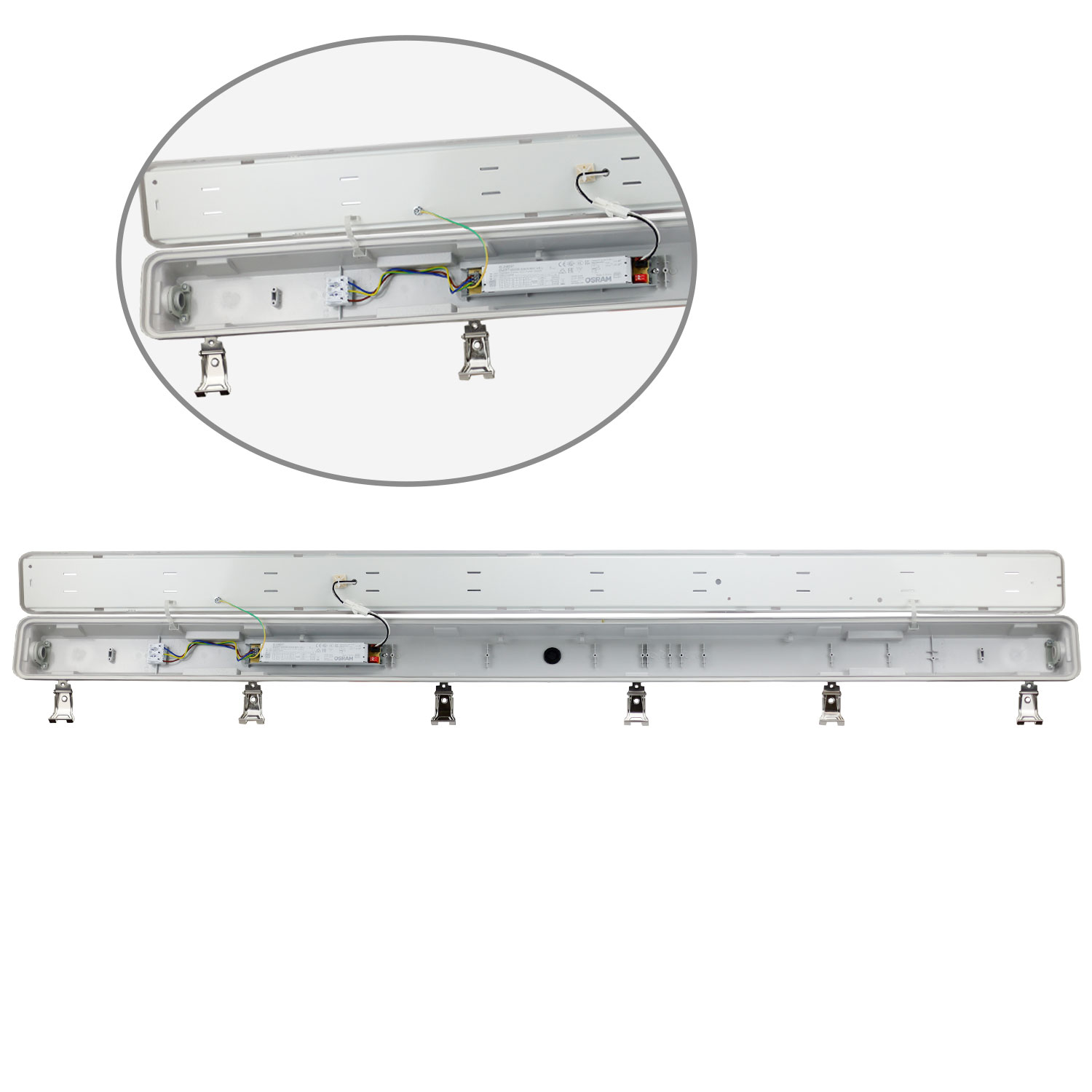 ISOLED LED Wannenleuchte 150cm IP65 PowerSwitch 33-60W 4000K