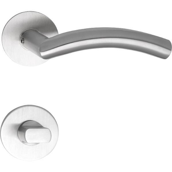 MARCHESI Drückergarnitur OSLO - auf Flachrosette, rund WC, Edelstahl matt