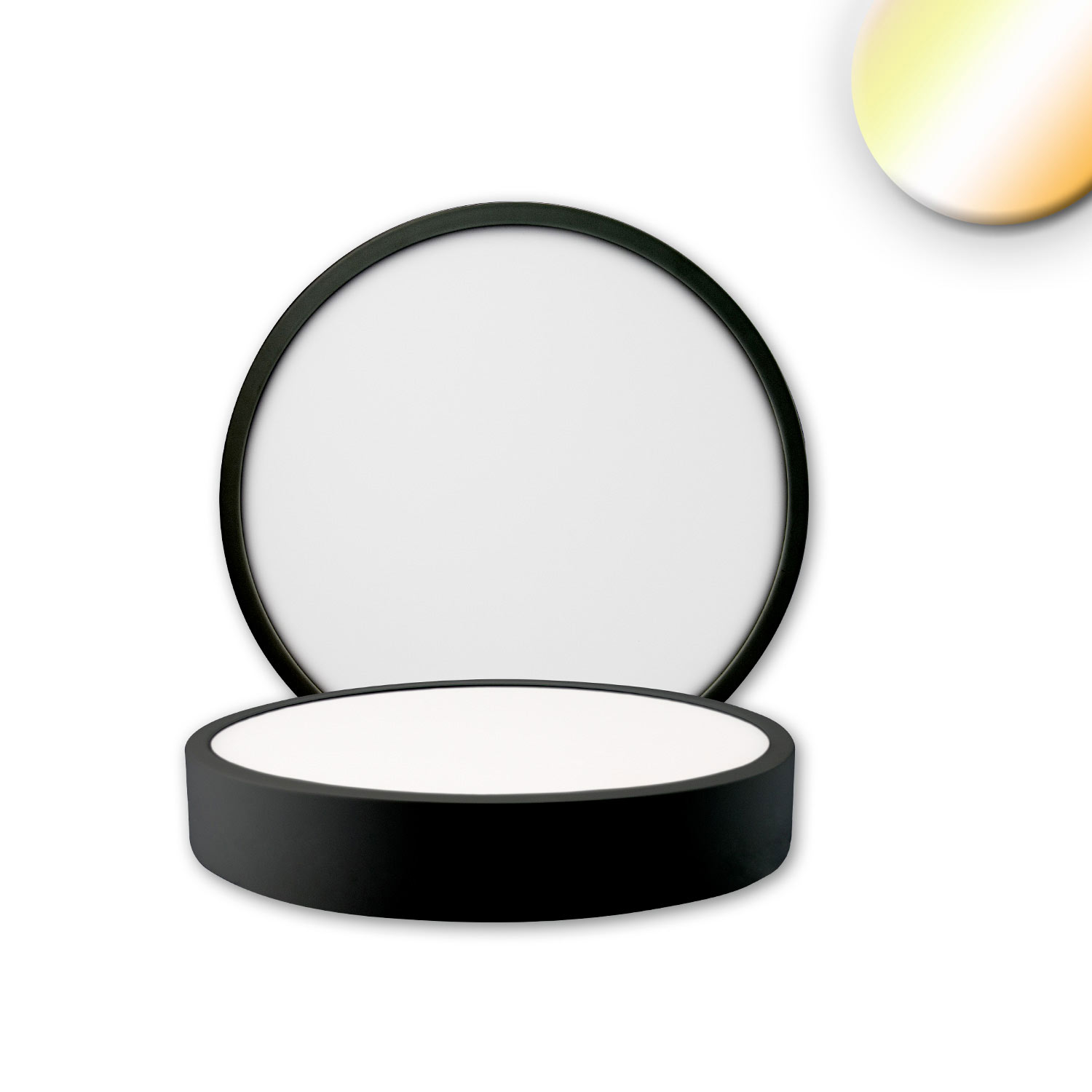 ISOLED LED Deckenleuchte PRO schwarz 8W rund DN120 ColorSwitch 2700|3000|4000K dimmbar
