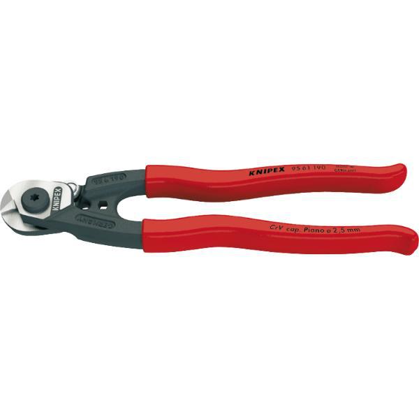 Knipex Drahtseilschere 9561 für Draht/Kabel bis 7mm, KS-Griff, poliert, L=190 mm