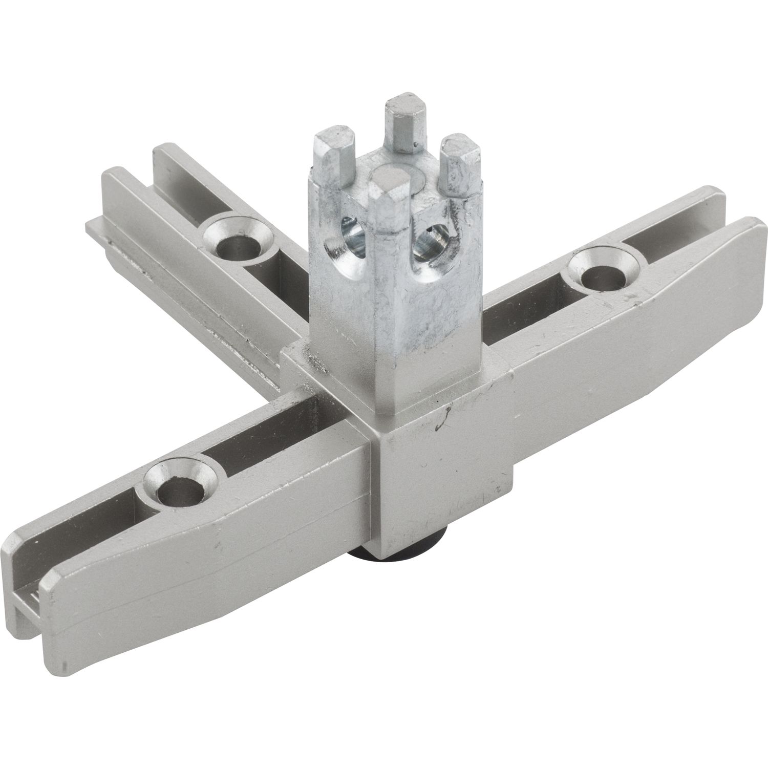 SCHÜCO Smartcube Eckknoten 4sh mit Stellfuß Zamak Edelstahl-Effekt