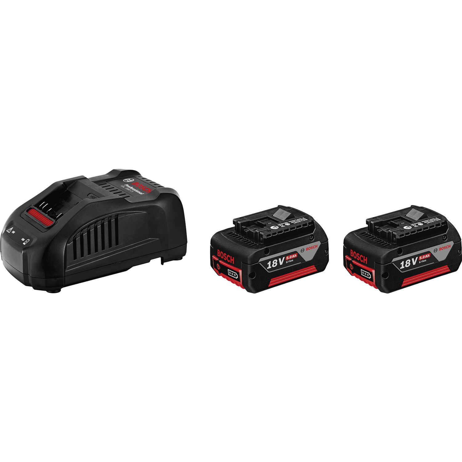 Bosch Akku-Starterkit 18 Volt / 2 Stück 5Ah Akkus und Ladegerät GAL1880 CV