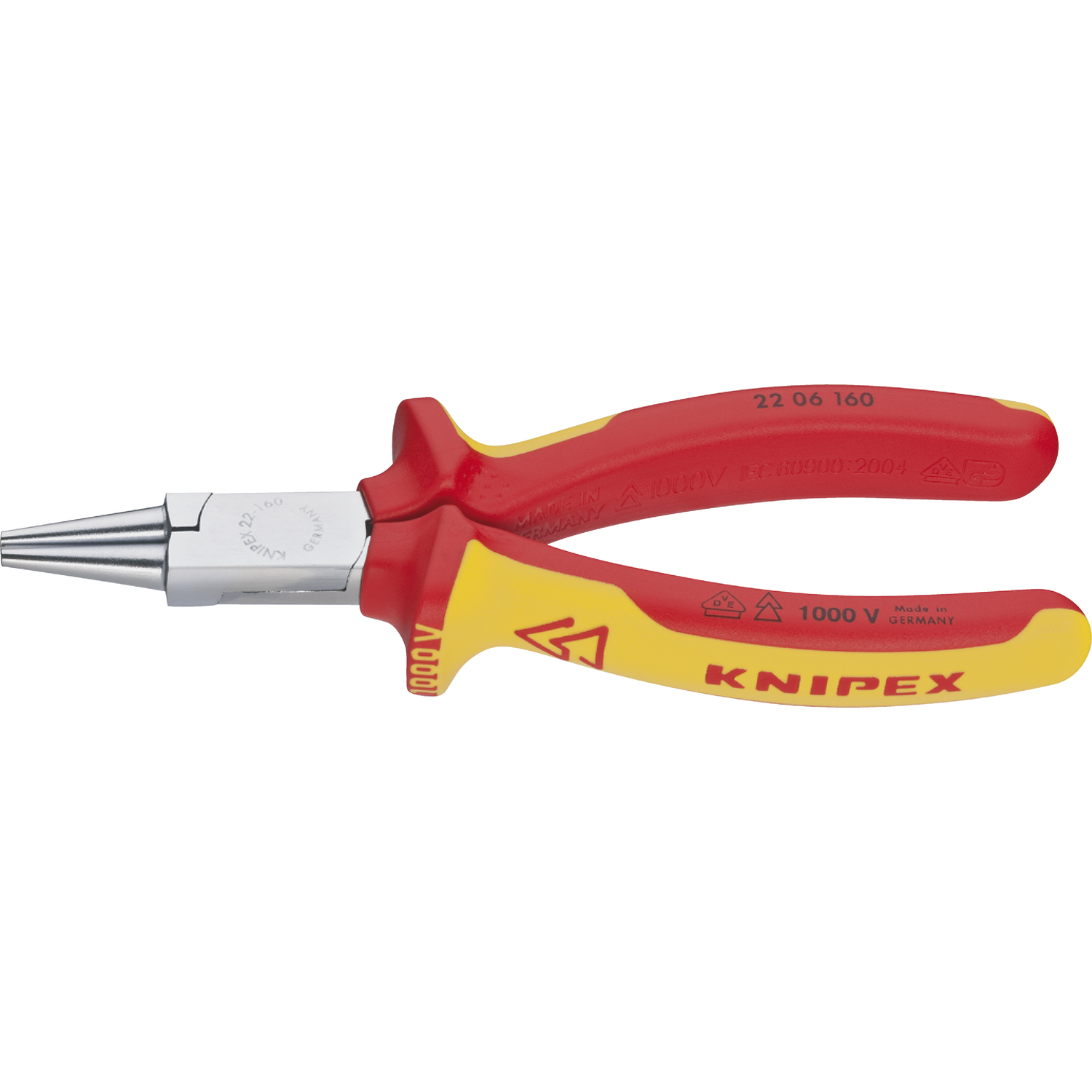 Knipex VDE-Rundzange DIN 5745 mit kurzen, runden Backen Länge 160 mm