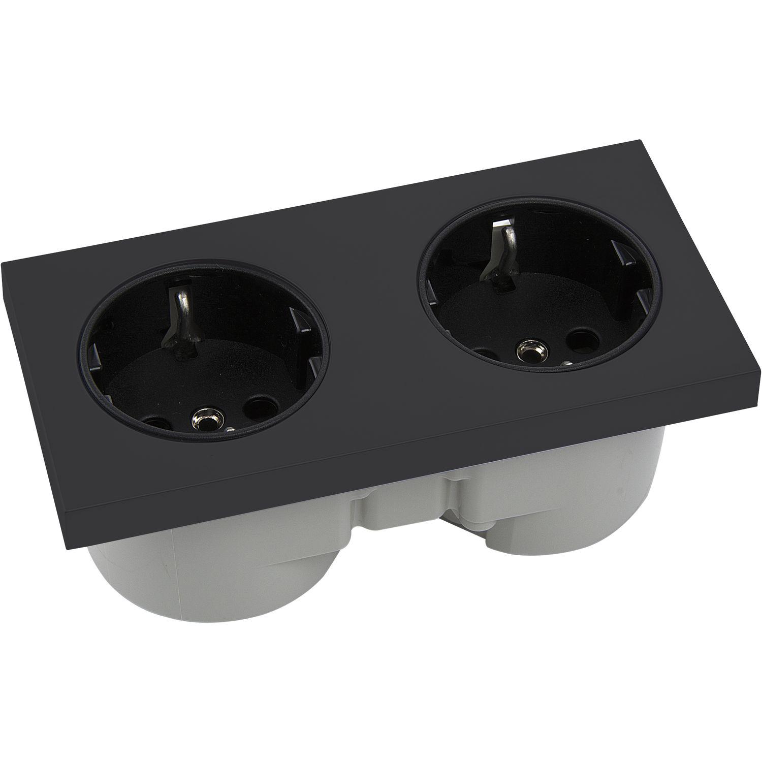 Berker Integro Pure Doppelsteckdose schwarz matt Steckdose schwarz