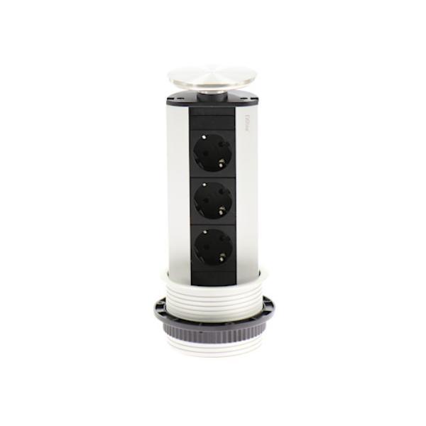 EVOline Port Steckdosenelement 3x Schuko Wippdeckel Edelstahl