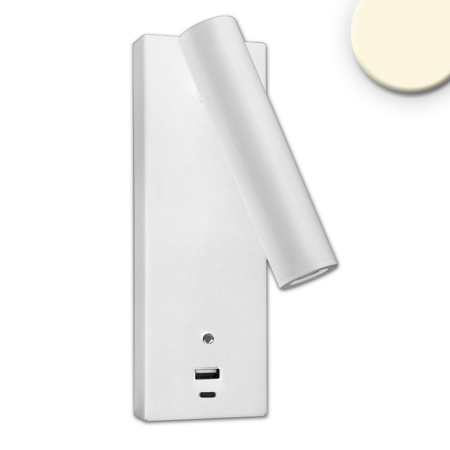 ISOLED LED Leseleuchte 3W weiß mit USB-A und USB-C Ladebuchse warmweiß 3 Stufen dimmbar