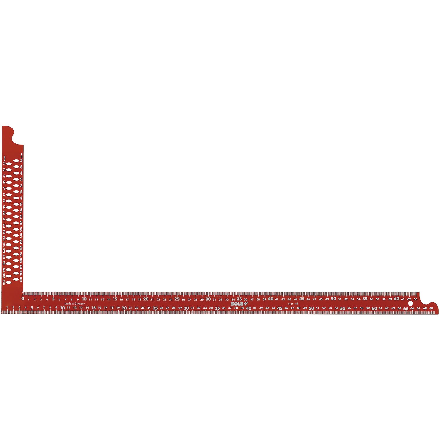 Sola Zimmermannswinkel ZWCA rot mit Anreißlöcher Schienenlänge 1000 x360 mm