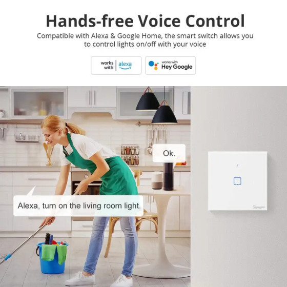 Sonoff WLAN-Wandschalter der SONOFF TX-Serie WiFi+RF433 T1 2fach
