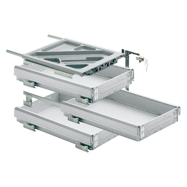 HETTICH Systema Top 2000 Container-Set Silent System, Teilauszug, ET 530 mm, alu