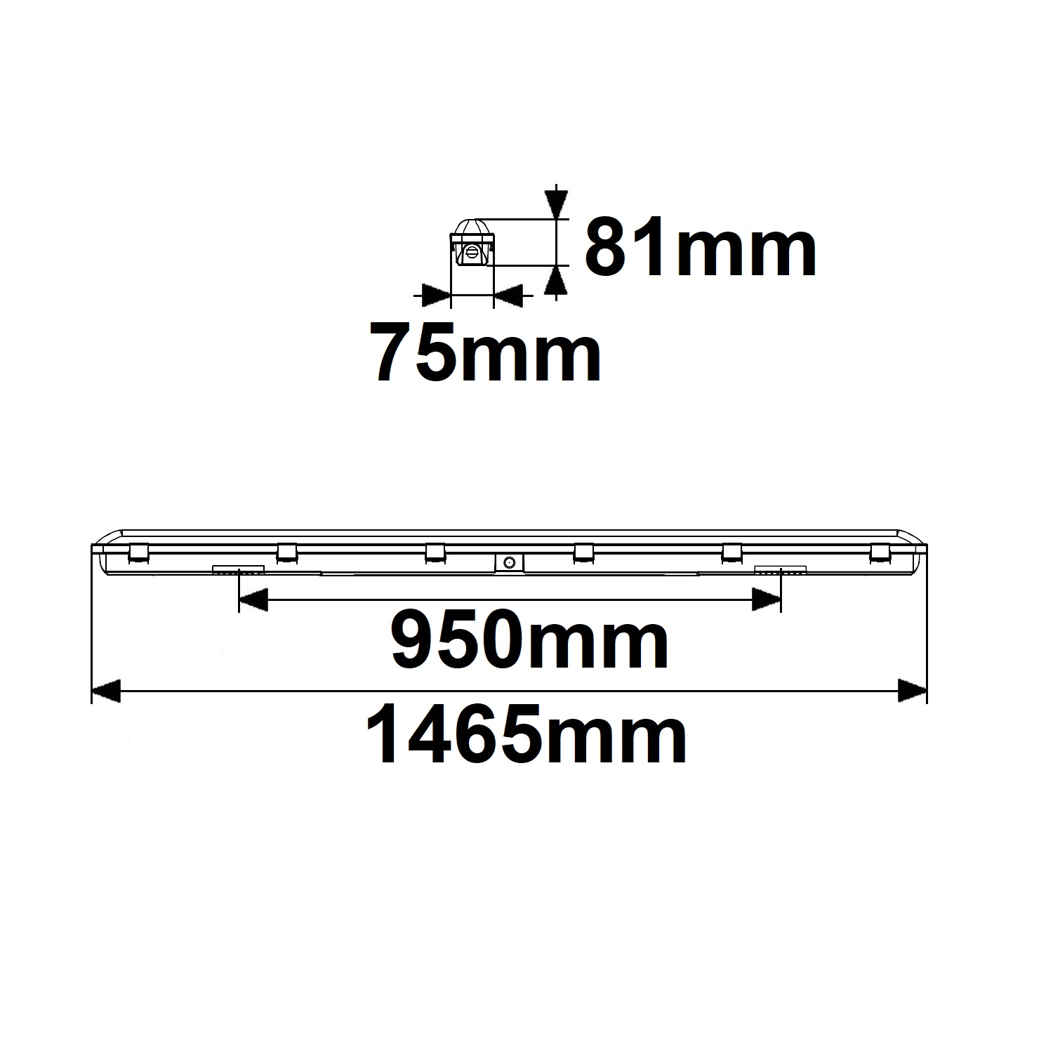 ISOLED LED Wannenleuchte SL 150cm IP66 PowerSwitch 36-57W 140lm/W 4000K DALI dimmbar