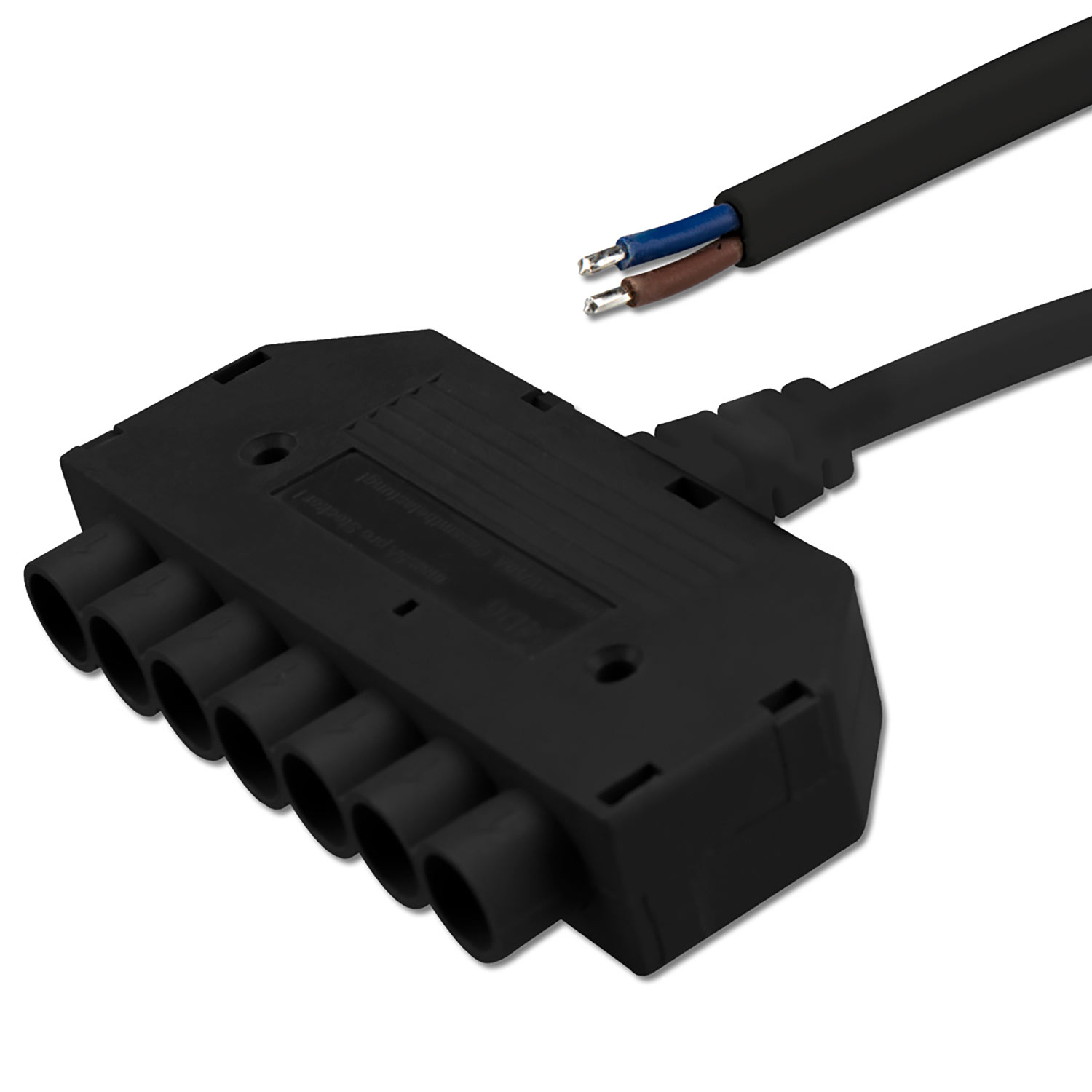 ISOLED Mini-Plug 6-fach Verteiler female 1m 2x0,75 IP54 schwarz max. 48V/6A
