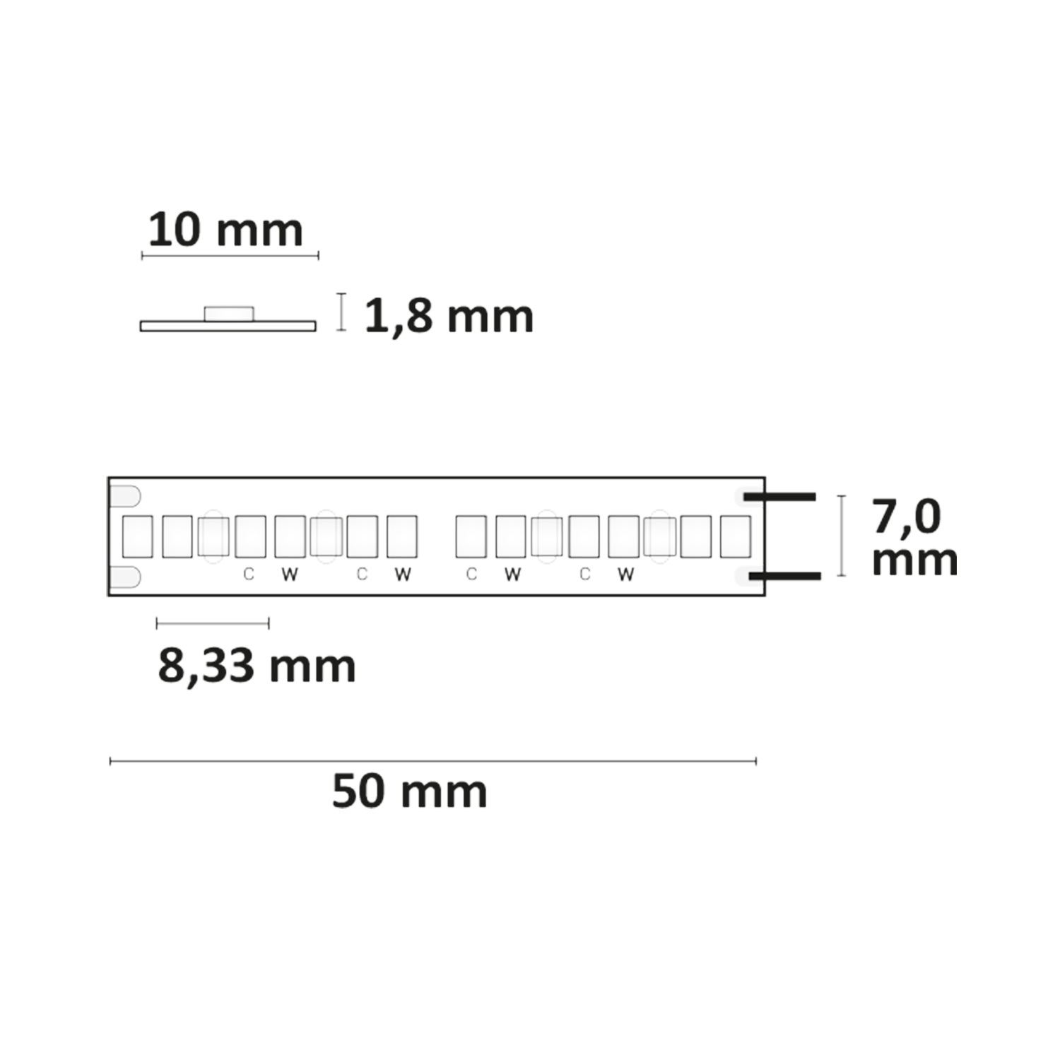 ISOLED LED CRI919/940 MiniAMP CCT Flexband 24V DC 15W IP20 250cm 2 polig Kabel mit Stecker 240 LED/m