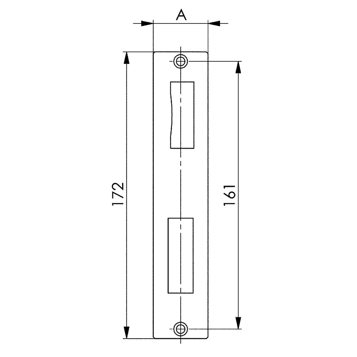 AMF Schließblech 147NIPS für Kastenstärke 40 mm, 172 x 36 x 3 mm, Edelstahl