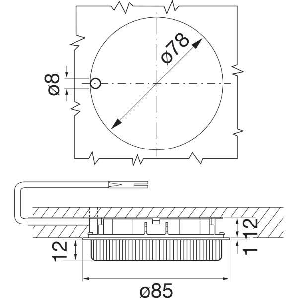 Elektra Einbauleuchte Micro Lynx B 230 V 6 Watt ø 85mm alufarbig