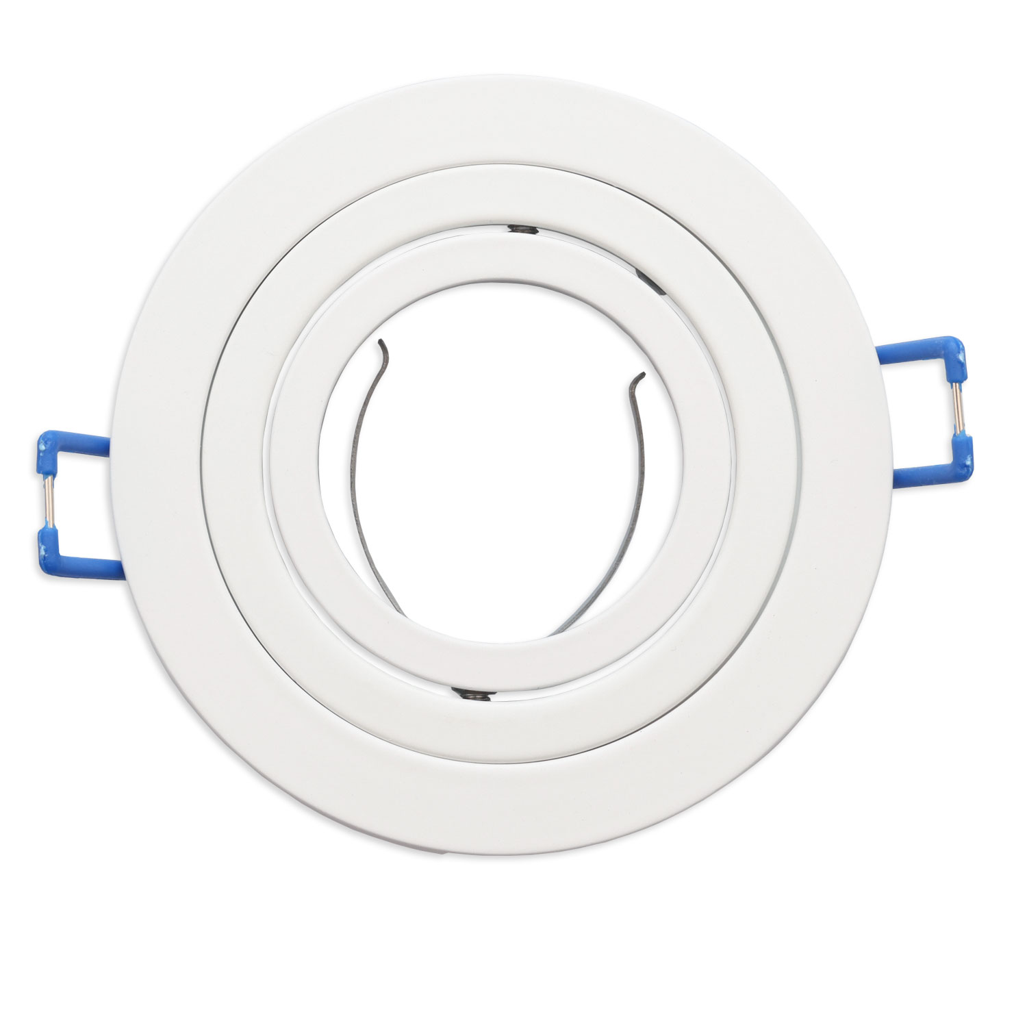 ISOLED Einbaurahmen rund Loch 80mm weiß + Alu weiß für GU10/MR16 Spots