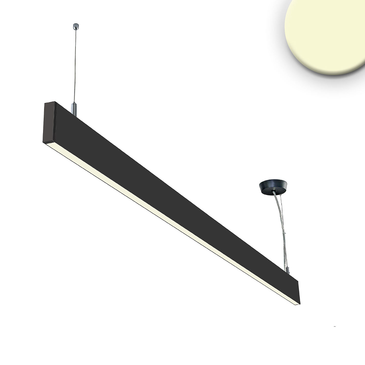 ISOLED LED Hängeleuchte Linear Up&Down 1200 40W prismatisch linear- u. 90° verbindbar schwarz warmwe