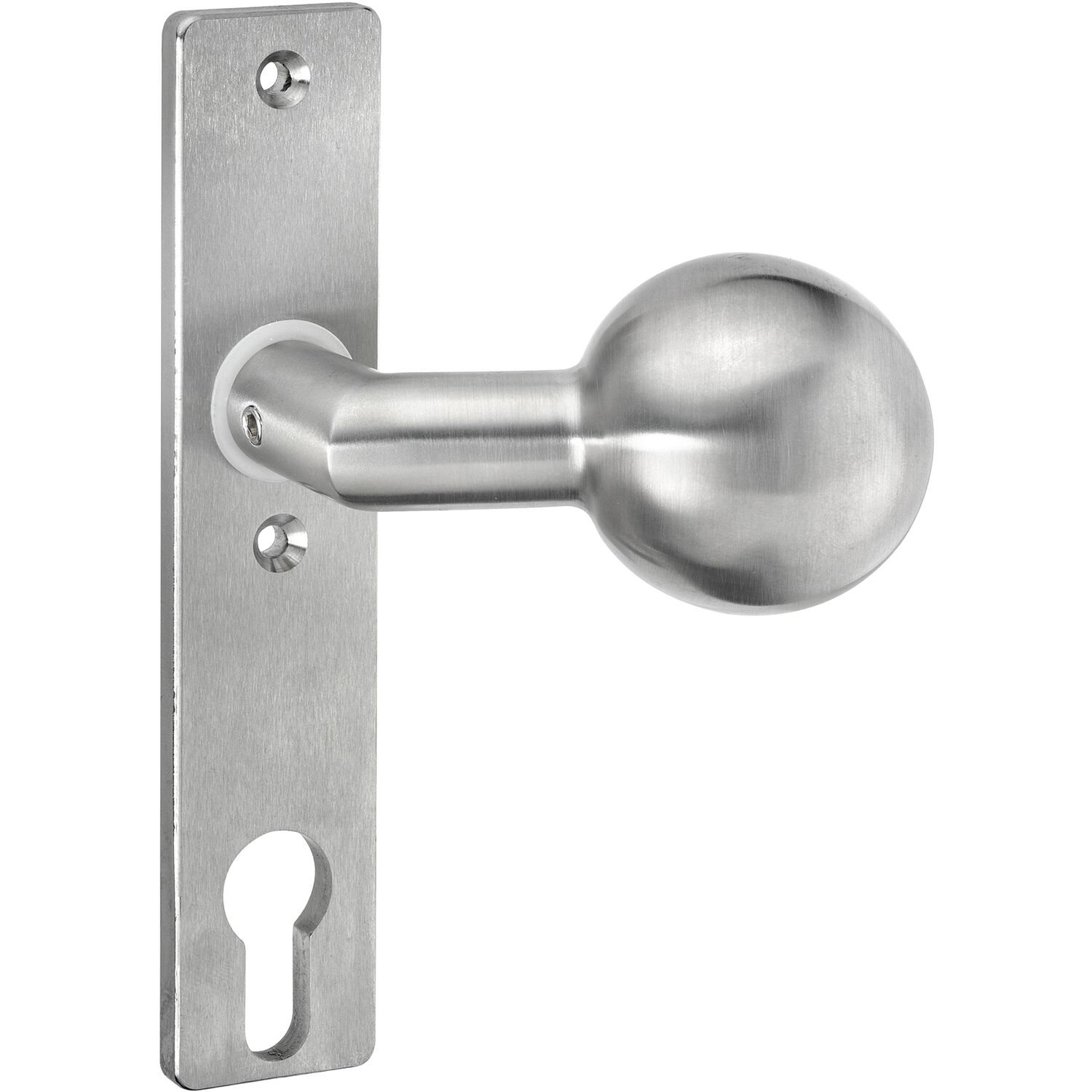 AMF Knopfkurzschild 439 gekröpft, drehbar, 156x32x6 mm, Knopf ø 55 mm,Edelstahl AMF Knopfkurzschild 439 gekröpft, fest, 156x32x6 mm, Knopf ø 55 mm, Edelstahl