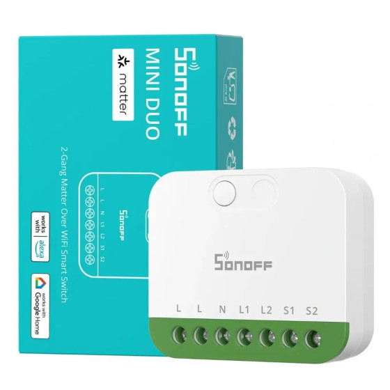 Sonoff MINI DUO 2-Fach Matter WiFi Intelligenter Schalter MINI-2GS