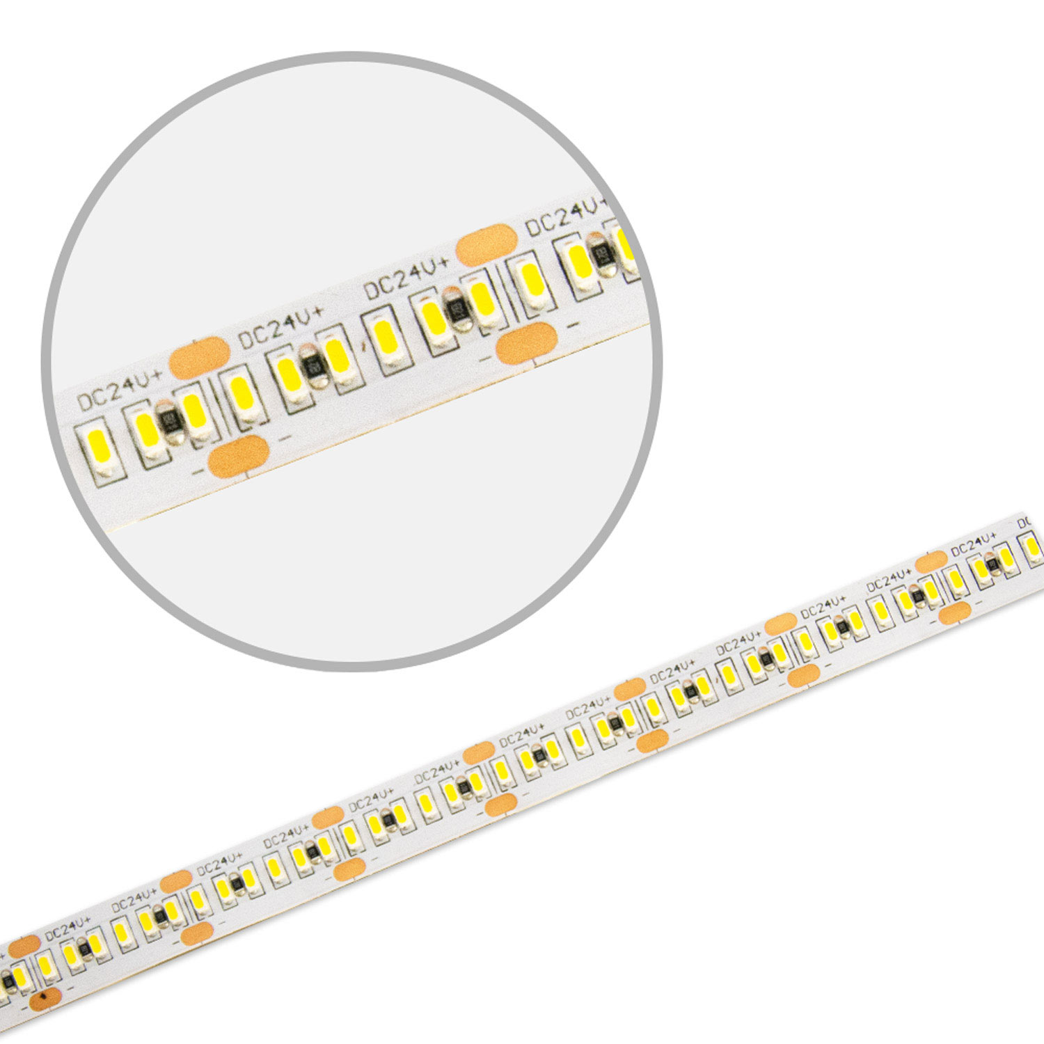 ISOLED LED CRI930 MiniAMP Flexband 24V DC 6W IP20 3000K 120cm beids. 30cm Kabel + maleAMP 300 LED/m