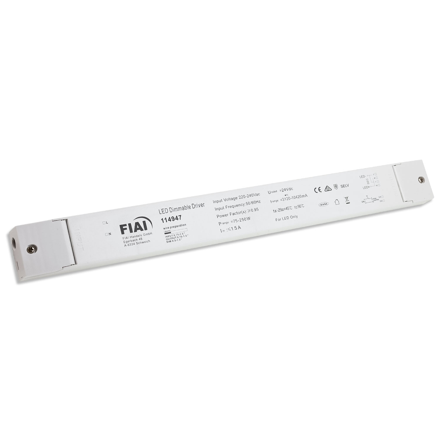 ISOLED LED PWM-Trafo 24V/DC 0-250W Push/DALI-2 dimmbar SELV flach