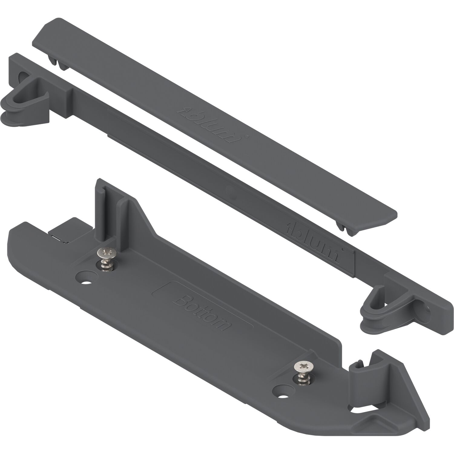 blum SERVO-DRIVE Trägerprofilaufnahme unten und hinten, KS RAL 7037 staubgrau