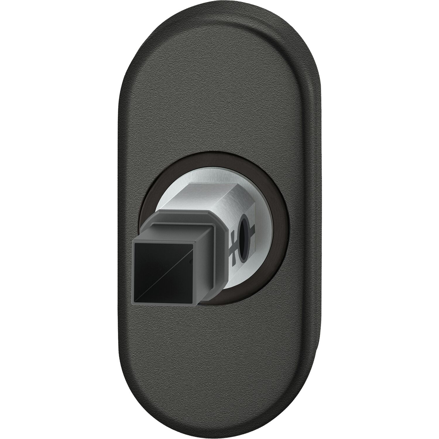 FSB Adapter-Rosette oval Rahmentür, 9 mm, Hochhaltefeder,EN179,Aluminium schwarz