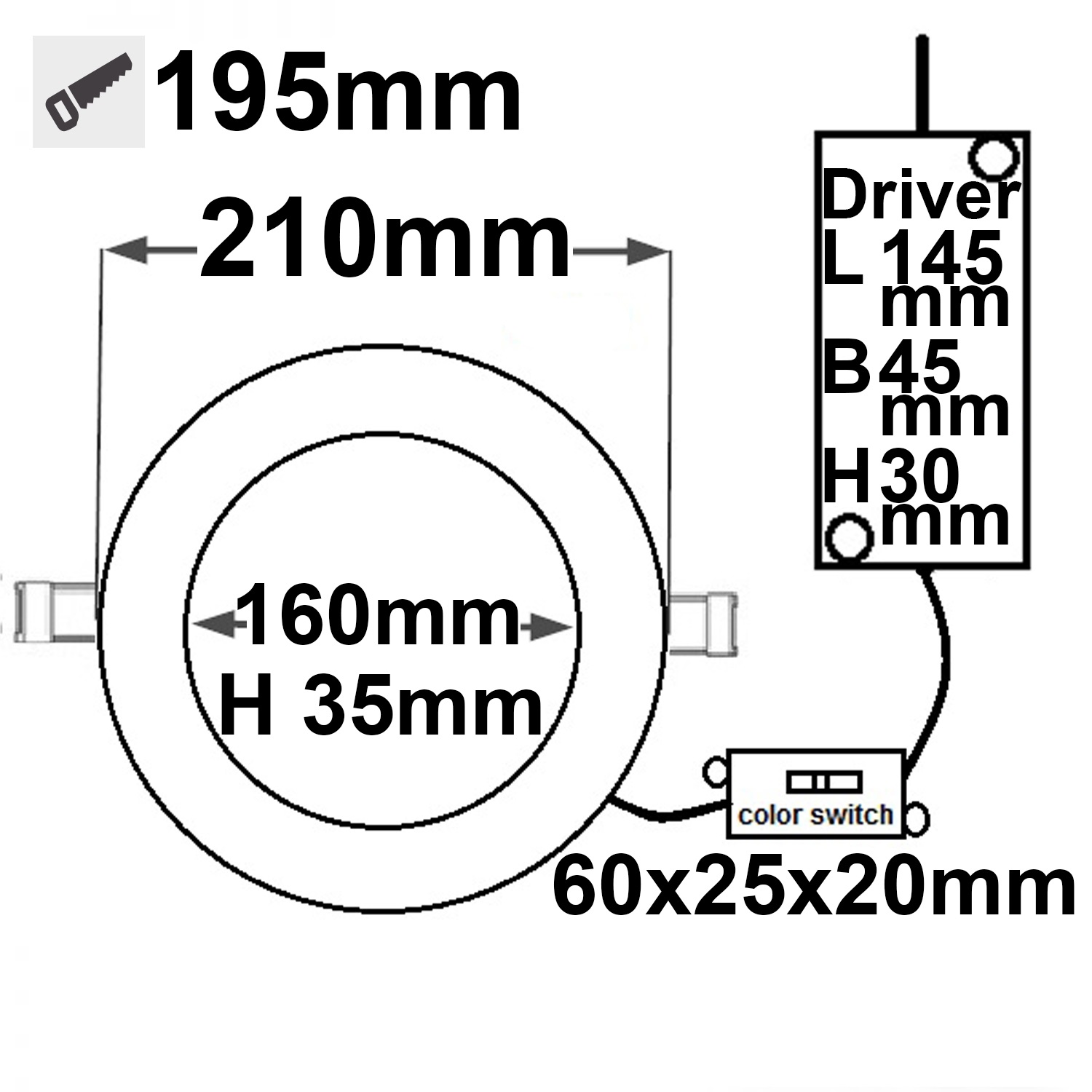 ISOLED LED Downlight 24W ultraflach ColorSwitch 2600|3100|4000K dimmbar