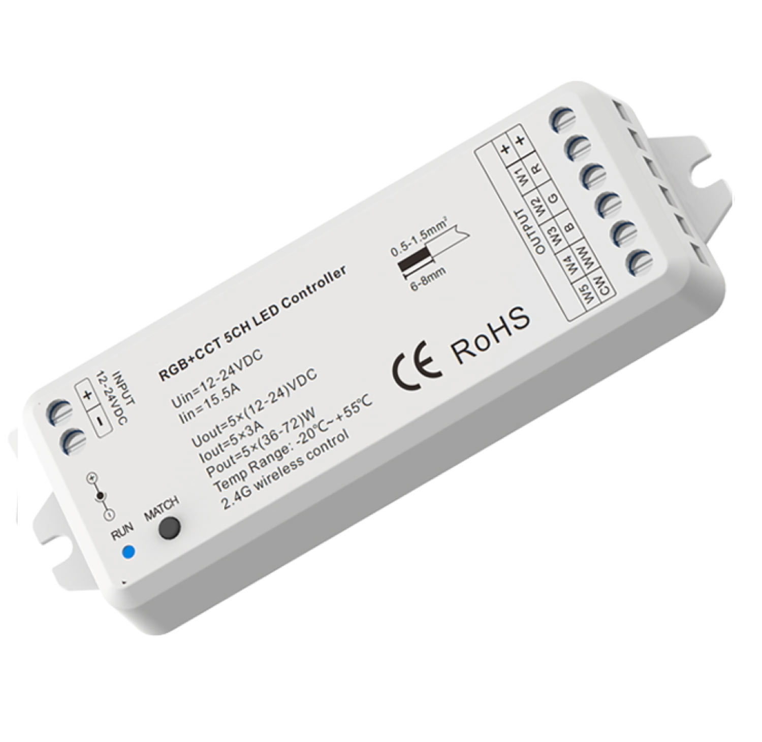 ISOLED Sys-Pro RGB+CCT Funk Mesh PWM-Dimmer 1-5 Kanal 12-24V DC 5x3A