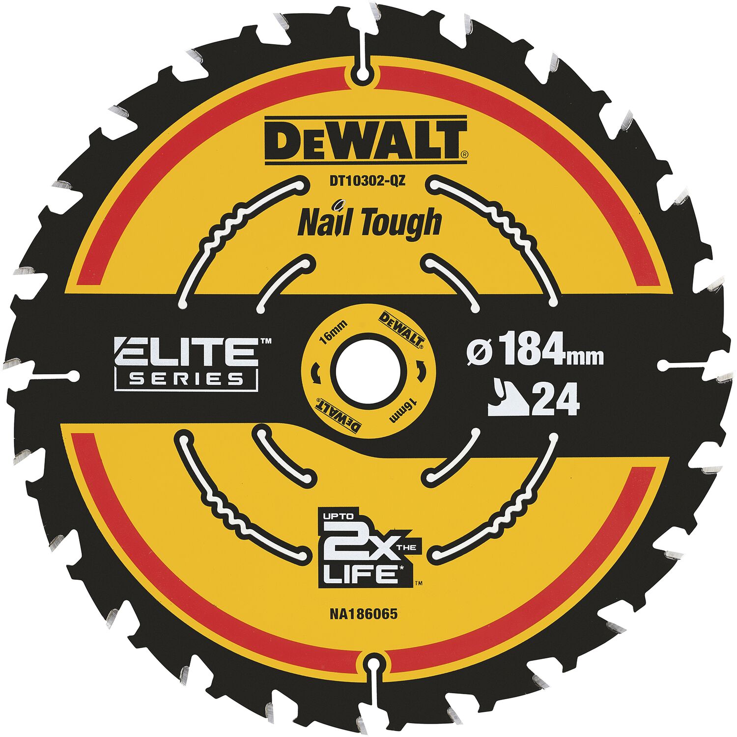 DeWalt Kreissägeblatt HW ø 184x1,65x16 mm Z24 Wechselzahn (WZ) positiv
