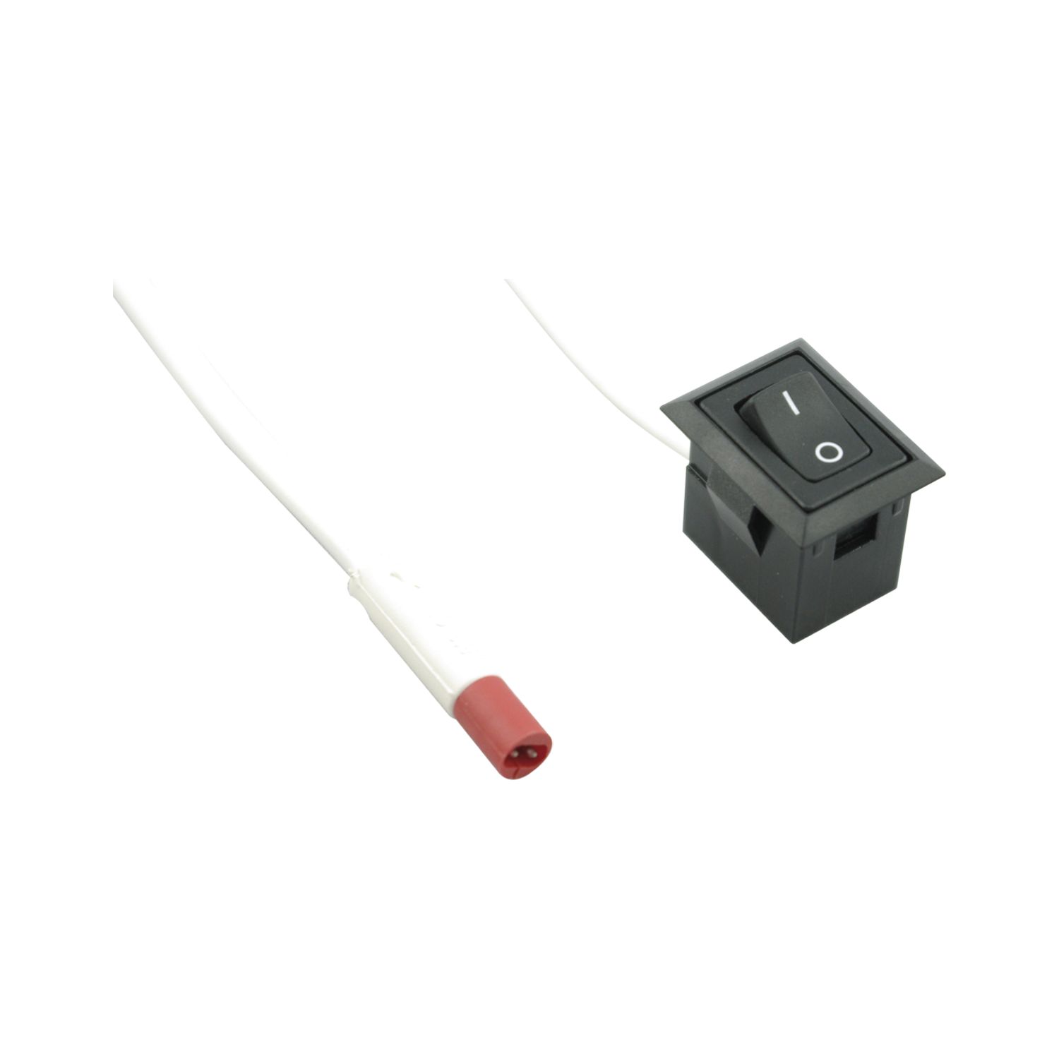 Wippschalter Eckig, schwarz ein/aus mit Prägung, 2000mm mit Ministecker