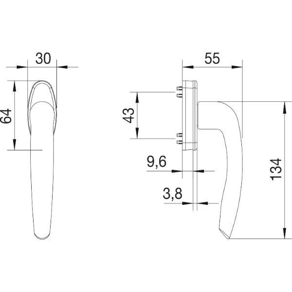 Maco #59520 Fenstergriff RHAPSODY Nocken 10mm Alu titan eloxiert
