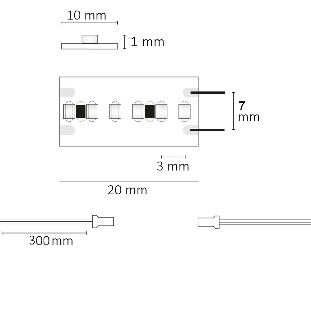 ISOLED LED CRI930 MiniAMP Flexband 24V DC 6W IP20 3000K 120cm beids. 30cm Kabel + maleAMP 300 LED/m