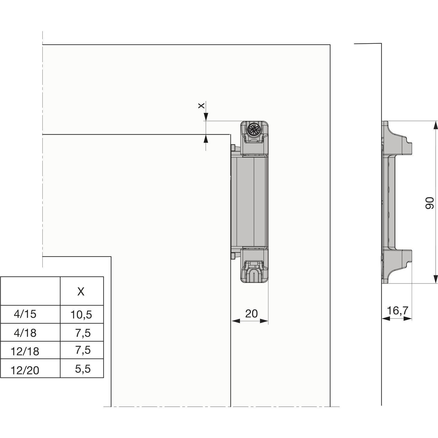 Maco #227471 MACO Scherenlager DT160, 12/20 mm, 160 kg, silber (227471)