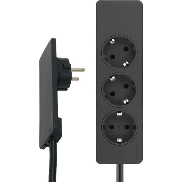 EVOline Plug-Verlängerungsleitung 1,5 m mit 3-fach Verteiler, Kunststoff schwarz