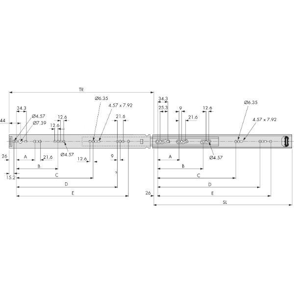 Accuride 2601 Kugelkäfigführung - Vollauszug, Länge 300 mm, Stahl verzinkt Accuride 2601 Kugelkäfigführung - Vollauszug, Länge 400 mm, Stahl verzinkt